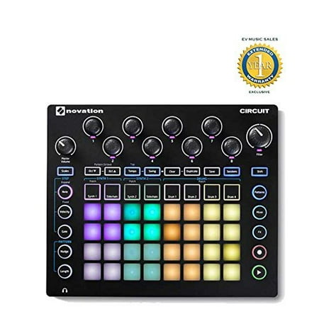 Novation Circuit Drum Machine, Pad Controller Grid-Based Groove Box with 1 Year Free Extended Warranty