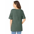 thumbnail image 2 of Woman Within Plus Size Perfect Cuffed Elbow-Sleeve Boat-Neck Tee, 2 of 6