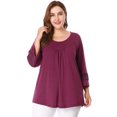 thumbnail image 1 of GRACE & GRANDEUR Women's Plus Size  Casual Solid Raglan Sleeves Tops Purple 3X, 1 of 7