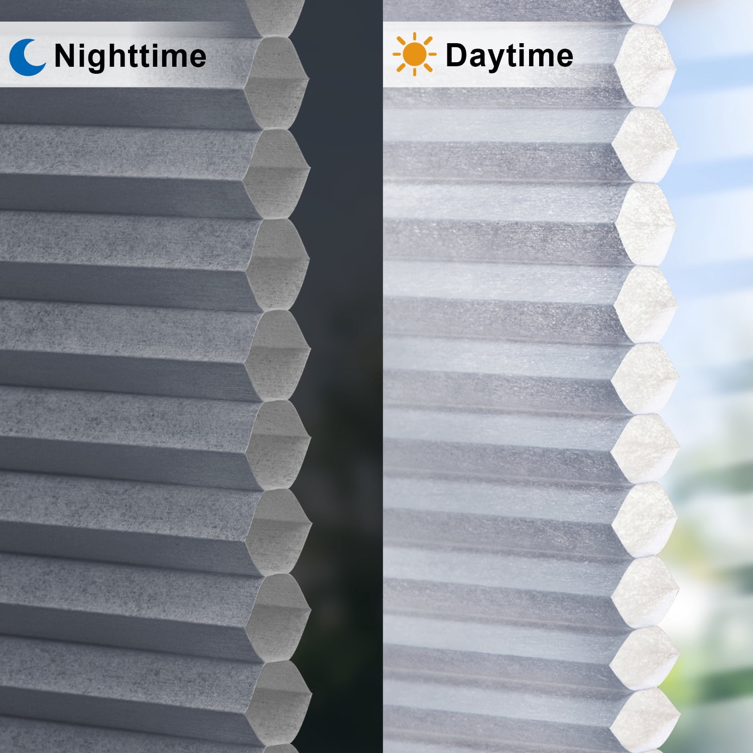 LazBlinds Cordless Cellular Shades, No Tools No Drill Light Filtering Honeycomb Shades Pleated Blinds for Windows, 48'' W x 48'' H, Dark Grey