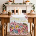 thumbnail image 4 of Easter Cotton Linen Table Runner for Dining Kitchen, Spring Floral Watercolor Easter Eggs Bunny Flower Bow Wedding Outdoor Party Tablerunners, Dresser Scarf Coffee Tablecloth Runners 13x108 Inches, 4 of 9