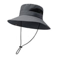thumbnail image 1 of Sombrero de cubo, sombrero para el sol, gorras de playa, secado rápido, ala ancha, gorras de camping de verano, pesca Gris oscuro, 1 of 9