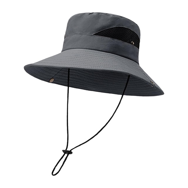 Sombrero de cubo, sombrero para el sol, gorras de playa, secado rápido, ala ancha, gorras de camping de verano, pesca Gris oscuro