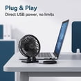 thumbnail image 6 of Fan, Small Desk Fan with 3 Settings, Personal Quiet Fan with Strong Airflow and Low Noise, Desktop Office Portable Cooling Fan - 3.2ft Cord (Black), 6 of 7