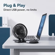 Fan, Small Desk Fan with 3 Settings, Personal Quiet Fan with Strong Airflow and Low Noise, Desktop Office Portable Cooling Fan - 3.2ft Cord (Black)