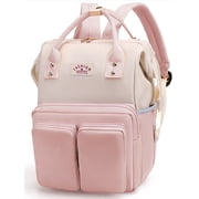 Lvelia Diaper Bag Backpacks for Women Large Capacity with Insulated Pockets, Baby Changing Bag for Girl Waterproof Baby Bags for Mama Maternity Travel Bag,Pink