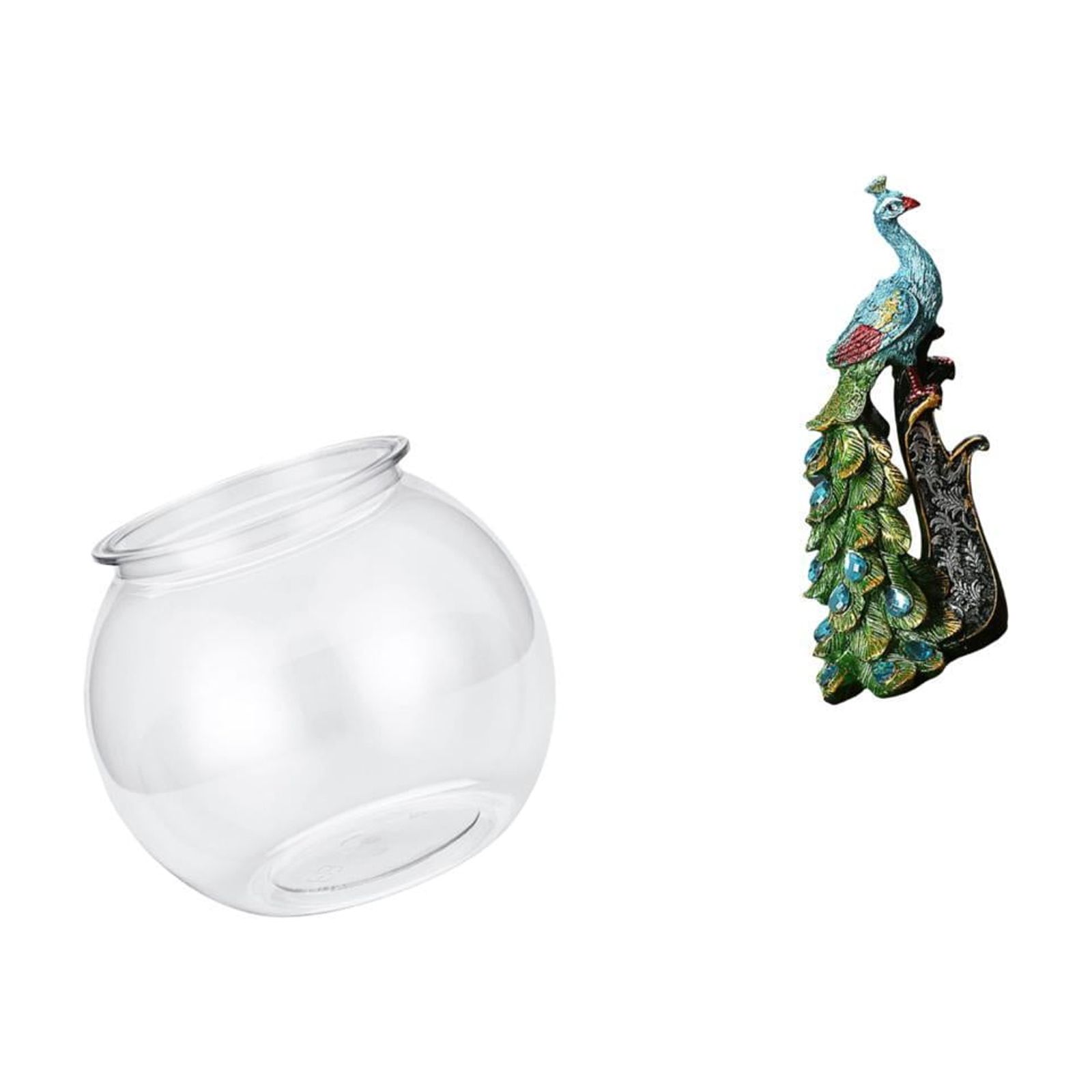 Desktop Aquarium Tank Peacock Statue Fish Bowl Vase Creative Resin Material for Bedroom Office Tabletop Decoration