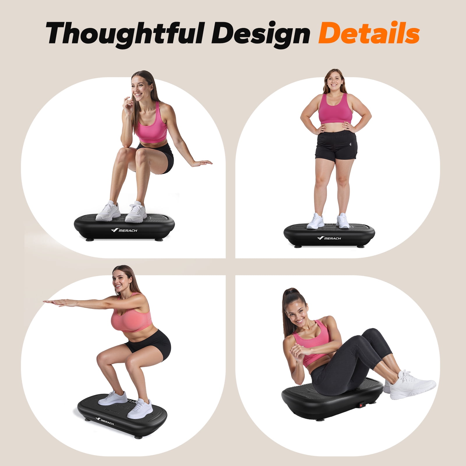 MERACH Vibrating Board - 440 lbs Support, Enhanced Motor, Bluetooth Sync, Full Body Fatburning, Home Gym Equipment