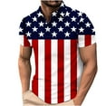 thumbnail image 2 of Mens American Flag Shirts Patriotic Shirt Mens Red White and Blue Shirts for Men Fourth of July Shirts for Men Men Fourth of July Shirts Men's Summer Button Printed Short Sleeved Lapel Top, 2 of 5