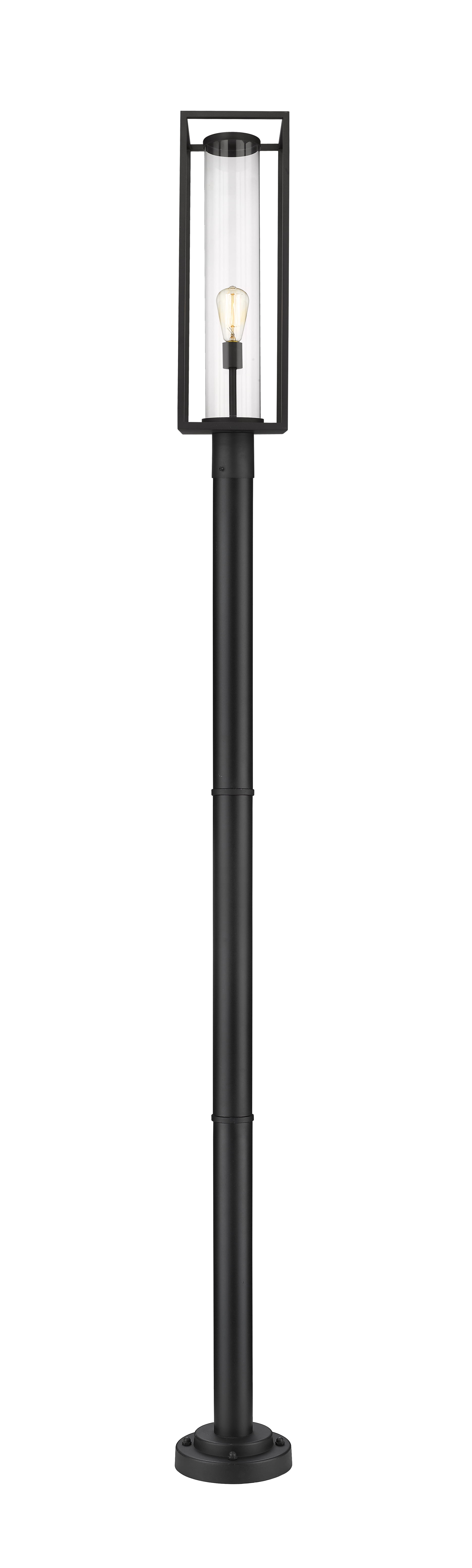 1 Light Outdoor Post Mounted Fixture Frame Finish Black