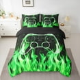 thumbnail image 2 of jejeloiu Gaming Twin Bedding Sets 7-Piece,Teen Video Game Bedding Comforter Set,Green Cool Fire Sheet Sets For Boys Girls,Super Cozy Bedroom Decoration Reversible, 2 of 8