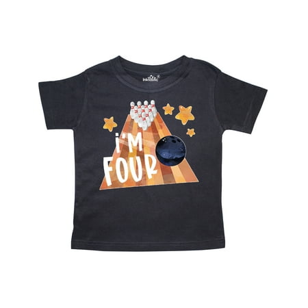 

Inktastic I m Four Bowling Ball and Pins 4th Birthday Gift Toddler Boy or Toddler Girl T-Shirt