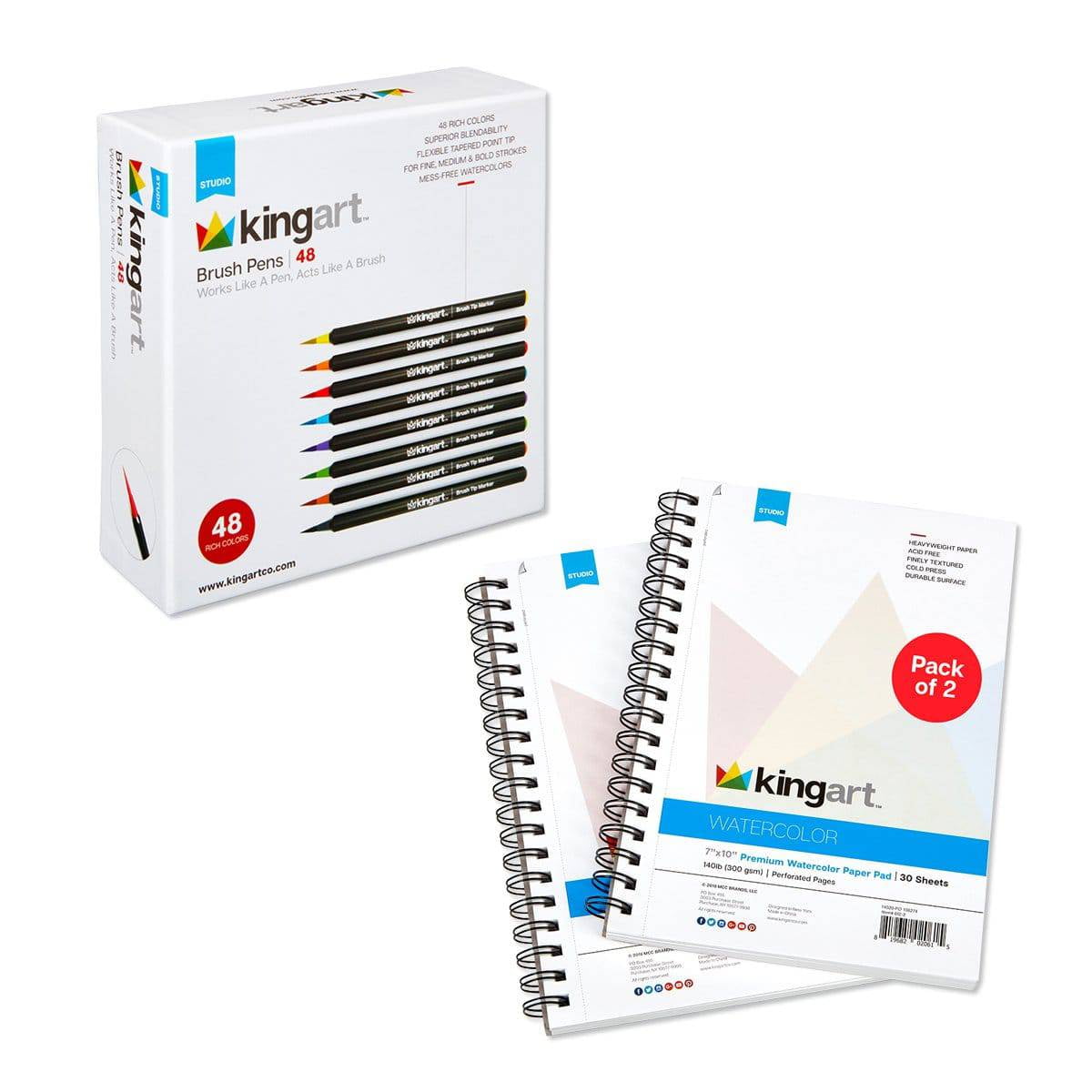 Kingart 50 Pieces Brush Pen and Paper Bundle - Walmart.com