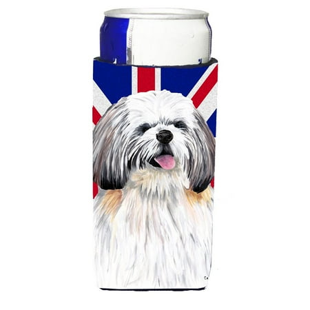 

Carolines Treasures SC9840MUK Shih Tzu with English Union Jack British Flag Ultra Hugger for slim cans Slim Can