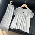 thumbnail image 4 of BFHHYA Girls Casual Loungewear Outfits 2 Piece Sets Ruffle Soft Short Sleeve Shirts Wide Leg Pants Set for Girls Size 1-16 Years, 4 of 8