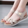 thumbnail image 2 of asddcavvf Fashion Summer Women Sandals Flat Thick Bottom Open Toe Hook Loop Solid Color Casual, 2 of 8