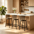 thumbnail image 5 of Homy Casa Swivel Counter Height Bar Stools Set of 3 with Back, Adjustable Upholstered Modern Bar Chairs for Kitchen Island, Brown, 5 of 14
