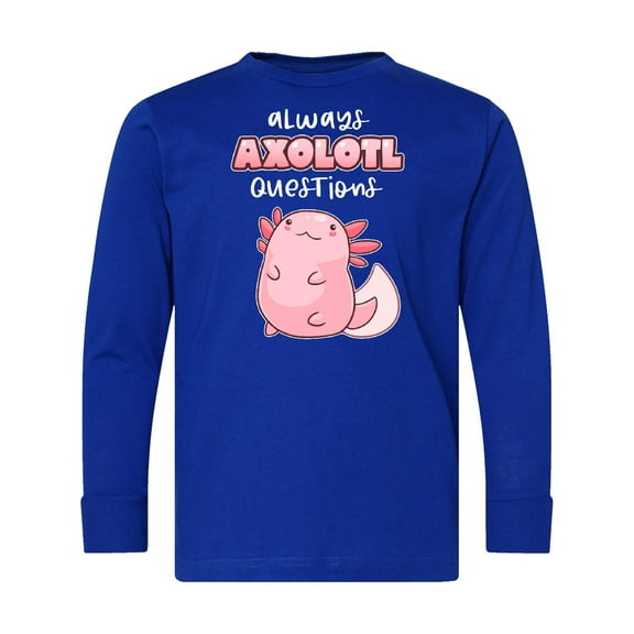 Inktastic Always Axolotl Questions Cute Curious Axolotl Long Sleeve Youth T-Shirt