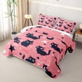 thumbnail image 3 of jejeloiu Black Cat Pink Twin Quilt Set Kids,Night Sky Pet Kitten Pattern Twin Coverlet Set For Girls,2pcs, 3 of 7