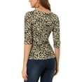 thumbnail image 3 of Unique Bargains Women's Halloween Costume 1/2 Sleeve Round Neck Floral Top S Beige-Leppard, 3 of 7