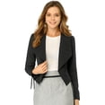 thumbnail image 1 of INSPIRE CHIC Chaqueta estilo cárdigan con frente abierto elegante para mujer, chaqueta recortada de oficina de trabajo Negro S, 1 of 6