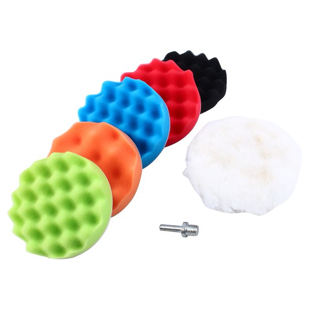 Kit de 7 almohadillas de pulido de esponja de 4 pulgadas para encerar y pulir, adaptador de taladro M10 para pulidora de automóviles