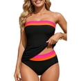 thumbnail image 3 of IYYVV Bandeau Tankini Swimsuits For Women - Two Piece Ruched Tummy Control Bathing Suit Strapless Modest Swimwear With Bottoms Multicolor S, 3 of 6