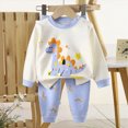 thumbnail image 2 of NOLDARES Toddler Girls Outfits Clothes 2pcs Long Sleeve Cat Print Graphic Tee and Elastic Waist Joggers Set Clothing Fall Winter(Blue,4-5 Y), 2 of 5