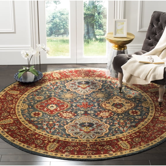Safavieh Mahal Napier Oriental Area Rug, Navy/Red, 3' x 3' Round
