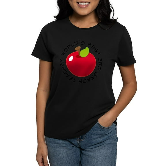 CafePress - World's Best 3Rd Grade Teacher Gif T Shirt - Women's Traditional Fit Dark T-Shirt