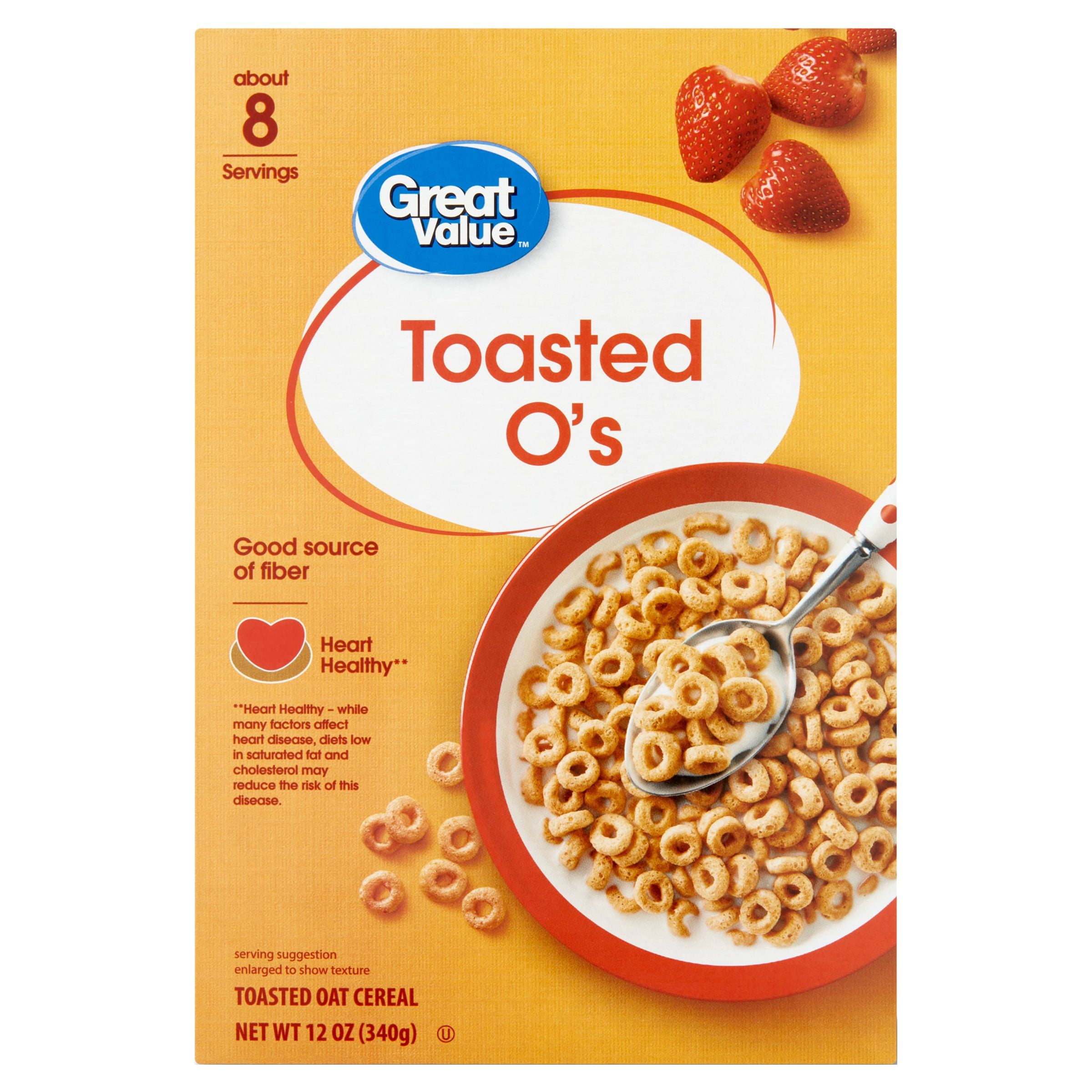(6 pack) Great Value Toasted O's Breakfast Cereal, 12 oz