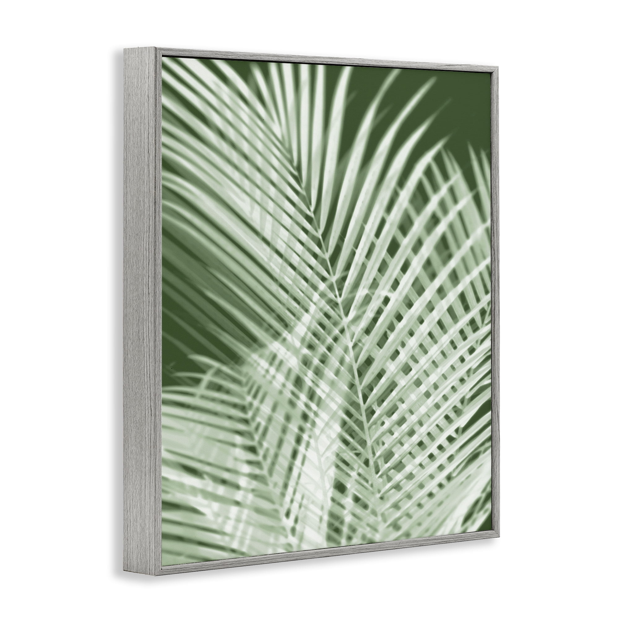 Stupell Industries Green Palm Leaves Botanical & Floral Painting Gray Framed Art Print Wall Art, 24 x 30