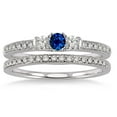 thumbnail image 2 of 1.5 Carat Sapphire and Diamond Three Stone Bridal Set on 10k White Gold, 2 of 3