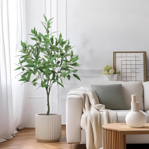 4 - foot artificial eucalyptus tree con pot: high - quality fake plant para home y oficina decoration