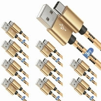 Afflux 10 Pack USB-A to USB-C Fast Charger Braided Type C Cable Compatible with iPhone 17 / 16 / 15 Pro Max Plus Air, Samsung Galaxy S25 S24 S23 Ultra, Google Pixel, iPad Pro, Universal (3ft, Gold)