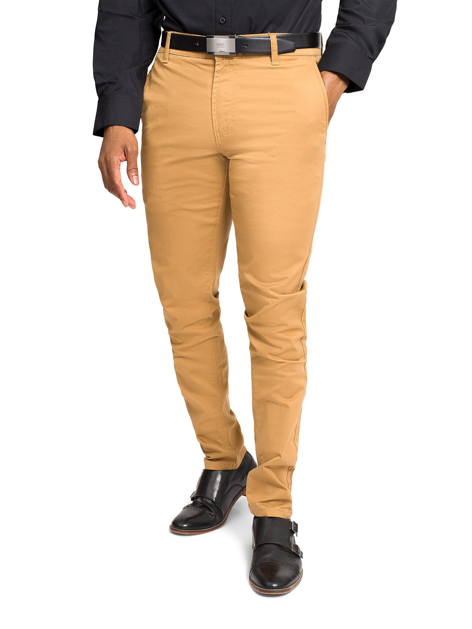 Victorious Men's Basic Casual Slim Fit Stretch Chino Pants DL1250 Wheat 44/30