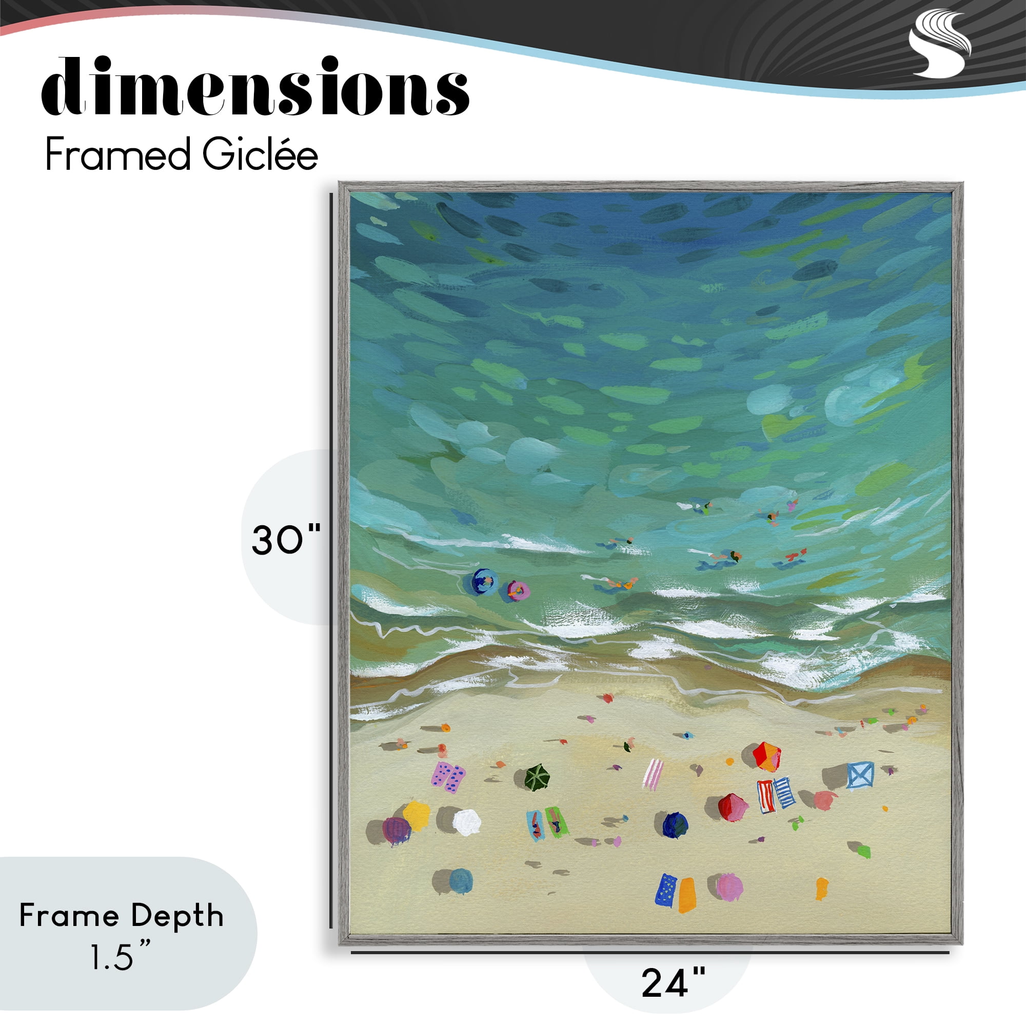 Stupell Industries Aerial Beachside with Umbrellas Gray Framed Giclee Art, design by Brook Page