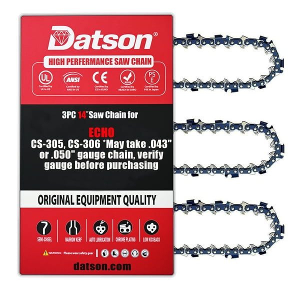 3Pcs 14 Inch Chainsaw Chain 3/8" LP Pitch .043" Gauge 52 Drive Links for ECHO ：CS-305, CS-306