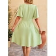 thumbnail image 6 of Women'S Dress 2025 Summer Deep V Neck Elegant Ruffle Mini Dress Waist Dresses Bean Green XL, 6 of 9