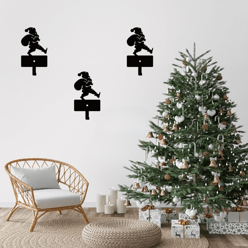 Santa Key Stocking Hooks Set Heavy Duty Metal Wall Decor Holiday Organizer
