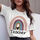 thumbnail image 2 of Camiseta de profesora de arcoíris, moda de verano, Harajuku, viento, letras de arcoíris, camiseta de manga corta de talla grande, Tops de tendencia para mujer, 2 of 5