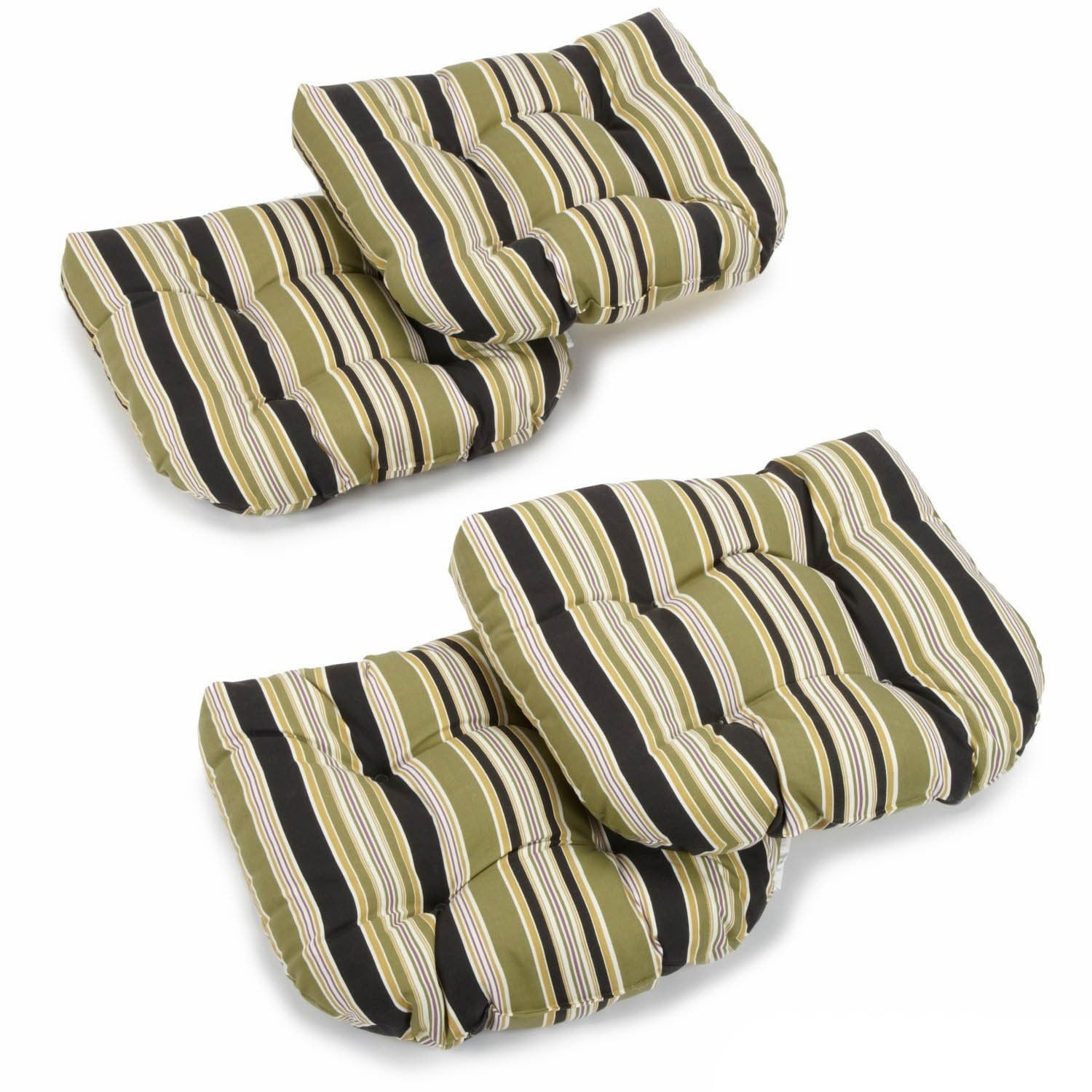 19-inch U-Shaped Spun Polyester Outdoor Tufted Dining Chair Cushions (Set of 4)