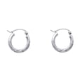 thumbnail image 1 of 14k White Gold Diamond Cut Satin Finish Earrings Aracadas de Oro 2mm, 1 of 2