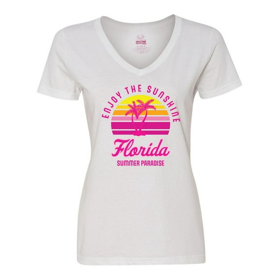 Inktastic Enjoy The Sunshine Florida Summer Paradise Women's V-Neck T-Shirt