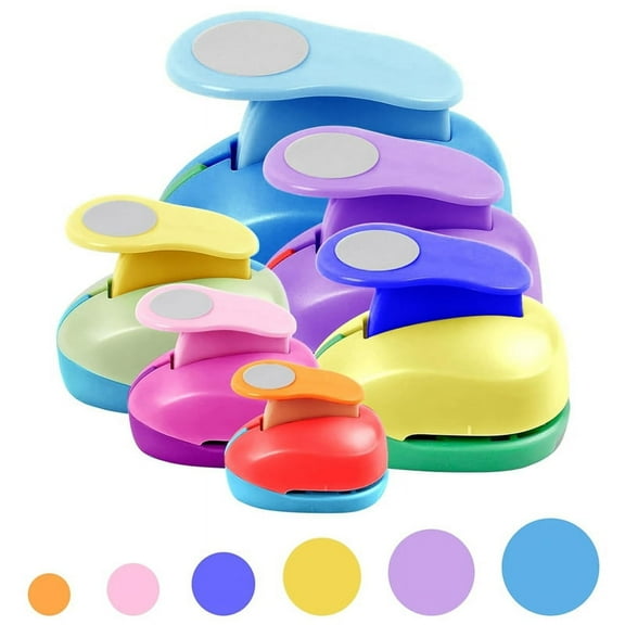 TOP! Paper Crafts Circle Punches - 6 Sizes of Cutters, Including 3-Inch Punches, in Random Colors,for