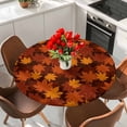 thumbnail image 2 of Orange Fall Fitted Tablecloth with Elastic Edged, Round Table Cloth for Dining Table, Autumn Maple Leaf Botanical Thanksgiving Waterproof Oil Proof Table Cover for Indoor Outdoor 45"-54", 2 of 9