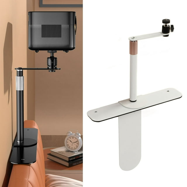 Support de Projecteur, Support Mural pour Projecteur à Brancher au Chevet, sur Sofa Ou Bureau avec Tête à Bille Rotative à 360°, Hauteur de 9,4 à 15,7 Po, Support de Projecteur Universel en Métal pour