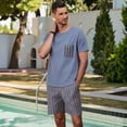 thumbnail image 5 of NKZNKZ Men's Pajama Set Lightweight Sleepwear Sets Crew Neck Short Sleeve and Shorts blue SIZE L, 5 of 8