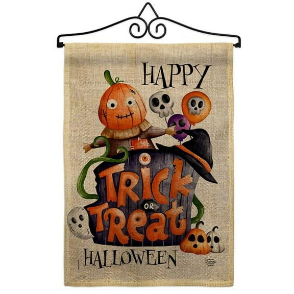 Ornament Collection GS190172-DB-02 Trick or Treat Day Falltime Halloween 13 x 18.5. in. Double-Sided Decorative Vertical House Garden Flag Set for Decoration Banner Yard Gift