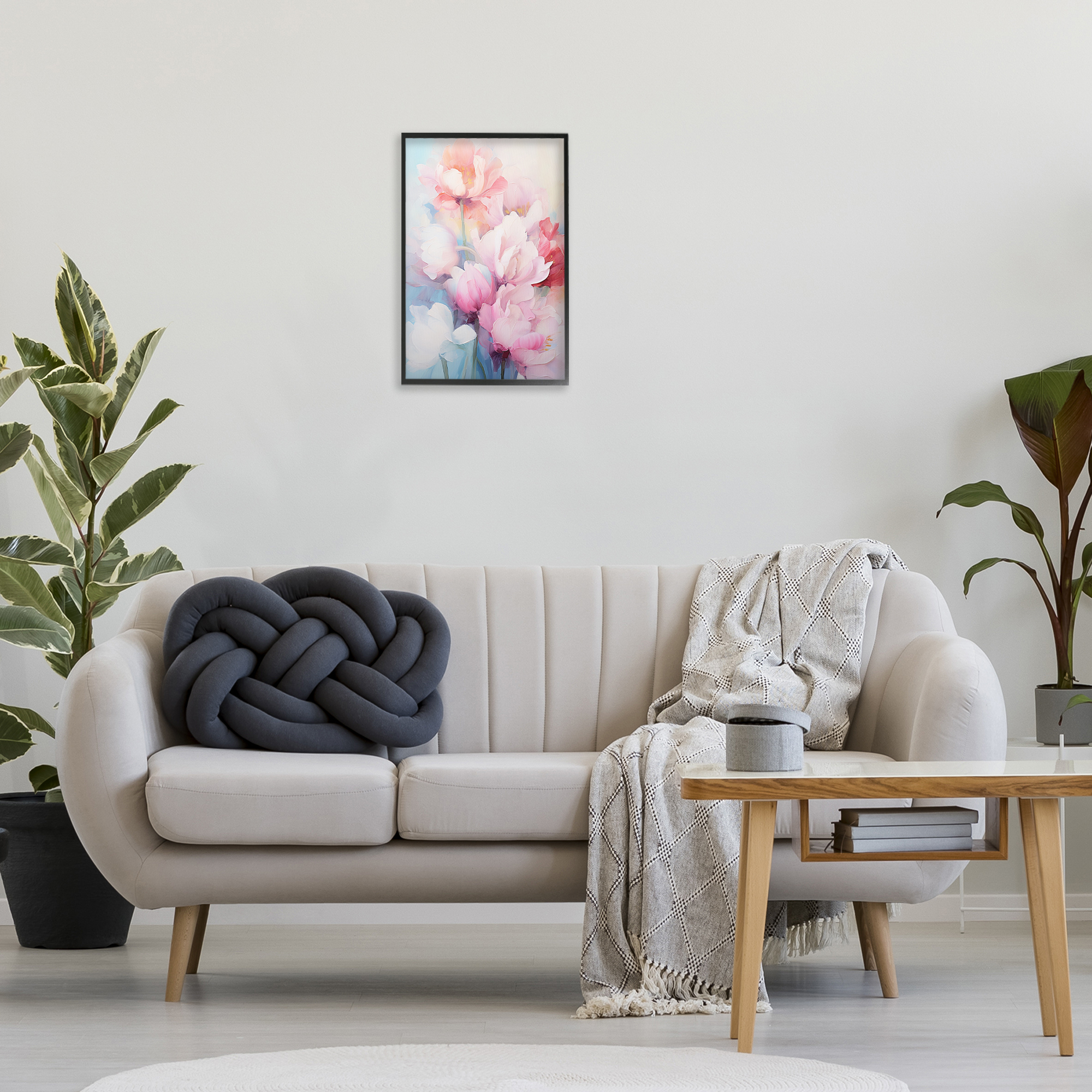 Stupell Industries Soft Tulip Blossoms Botanical & Floral Painting Black Framed Art Print Wall Art, 16 x 24
